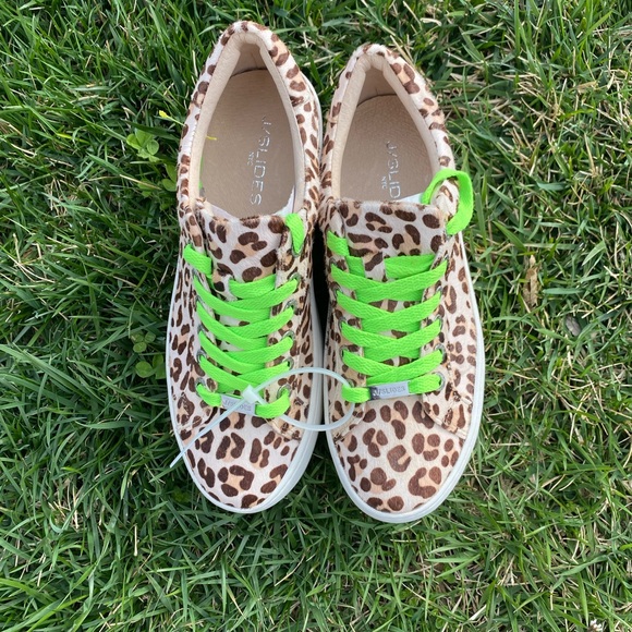 Jslide NYC NEON HIPPIE CALF SKIN WEDGE SNEAKERS SIZE 7New - Picture 2 of 10